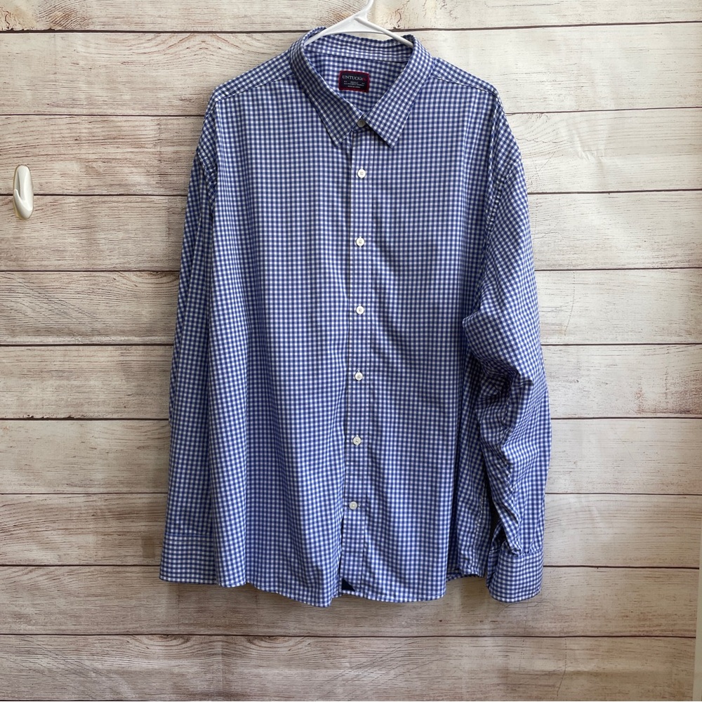 UNTUCK IT LONG SLEEVE SHIRT IN BLUE AND WHITE CHECKS